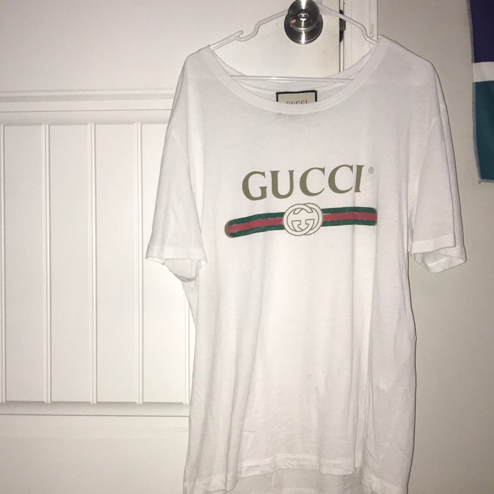 Oversized washed White Gucci t shirt